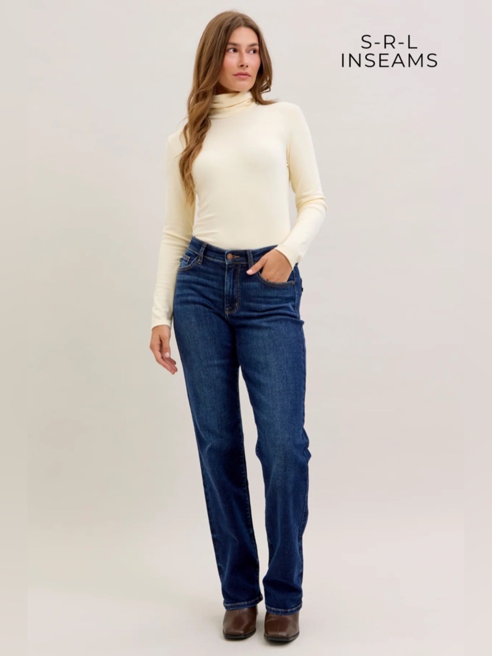 Judy Blue Mid-Rise Straight Leg Jeans in Dark Blue Wash 5/27 LONG